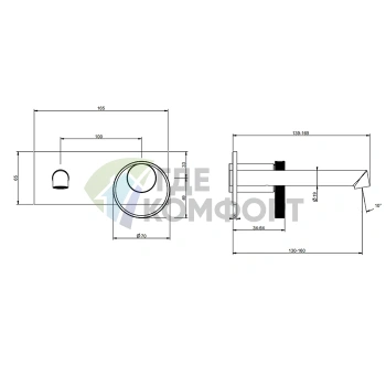 Настенный смеситель Gessi Anello с изливом 149-169 мм, хром (63388#031) - фото 2