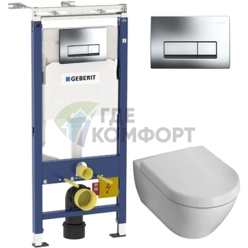 Комплект унитаза Villeroy & Boch Subway 2.0 с инсталляцией Geberit Duofix и сиденьем с микролифтом - фото 1
