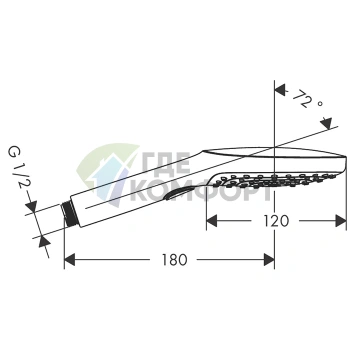Ручной душ HG Raindance Select E 120 мм, 1jet, матовый черный (26520670) - фото 2