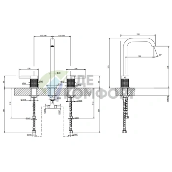 Смеситель для раковины GESSI 316 на 3 отверстия, цвет brushed black metal PVD (54211#707) - фото 2