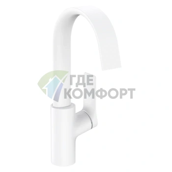 Смеситель для раковины HANSGROHE VIVENIS однорычажный с поворотным изливом и донным клапаном матовый белый (75030700) - фото 1