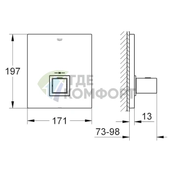 Умный термостат Grohe Grohtherm Cube 19961000 — элегантный комфорт и точный контроль - фото 2