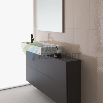 Тумба под раковину Laufen Kartell 1200 мм, серая галька, с дверцей и двумя створками (4.0829.1.033.641.1) - фото 1