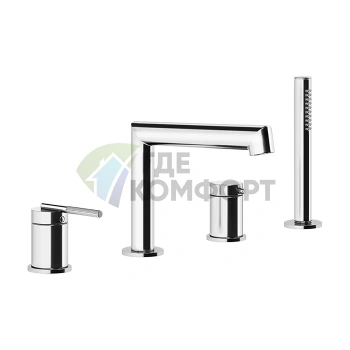 Смеситель для ванны Gessi Ingranaggio с каскадным изливом и комплектом лейки, хром (63537#031) - фото 1
