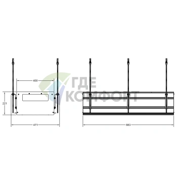 GESSI BINARIO — линейный профиль 880 мм для 4 модулей, цвет Black XL (61008#299) - фото 2