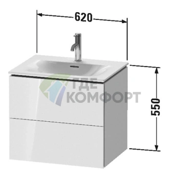 Тумба подвесная Duravit L-Cube 234463 с 2 ящиками, 550x620x481 мм, белый глянец (LC630502222) - фото 2