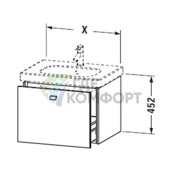 Подвесная тумба Duravit Brioso 1020 мм с выдвижным ящиком, цвет графит матовый (BR404704949) - фото 2