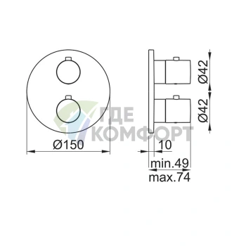 Смеситель Almar ROUND CORE двойной наружный, матовый черный (E186532.MB) - фото 2