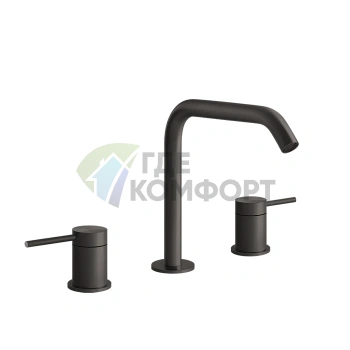 Смеситель для раковины GESSI 316 на 3 отверстия без донного клапана в стильном черном металле (54012#707) - фото 1