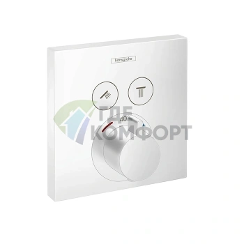 Термостат для душа Hansgrohe ShowerSelect: 2 выхода, кнопочное управление, матовый белый (15763700) - фото 1