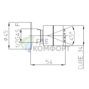 Поворотная квадратная форсунка BOSSINI CUBIC GOM, хром (I00135.030) - фото 2