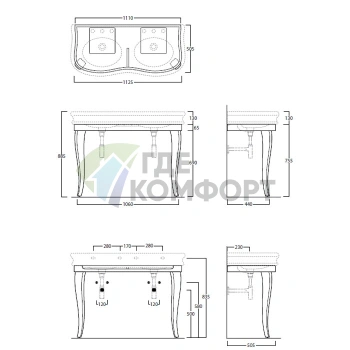 Консоль SIMAS Lante LA12: деревянная структура, черный глянец, 112.5×50.5×75.5 см - фото 2