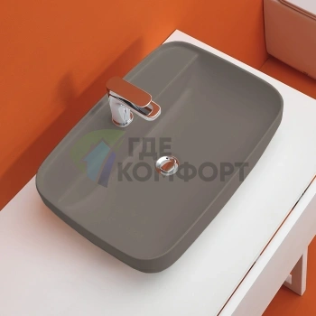 Раковина Kerasan Tribeca 60x43 см: накладная, 1 отверстие, цвет Ferro matt (514289*1 Ferro matt) - фото 1