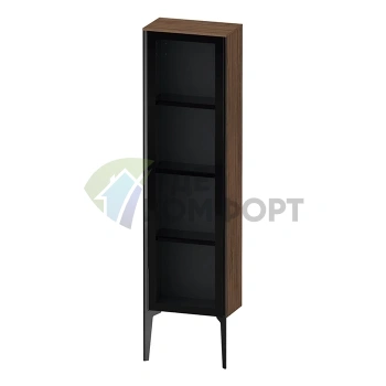 Шкаф подвесной Duravit XViu со стеклянной дверью и полками, 1330x400x240 мм, в цвете орех/матовый черный (XV1365LB221) - фото 1