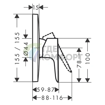Настенный смеситель для душа Hansgrohe Talis E белый матовый (71765700) - фото 2