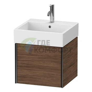 Тумба подвесная Duravit XViu для раковины 235050, 397x484x454 мм, 1 ящик, цвет walnut dark/черный матовый (XV42330B221) - фото 1