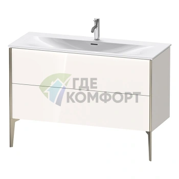 Тумба подвесная Duravit XViu 591x1210x480мм для раковины 234412, 2 ящика, белый глянцевый/champagne matt (XV43040B122) - фото 1