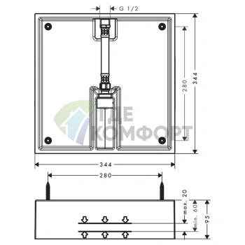 Скрытая часть для душа Hansgrohe Raindance E 400 (только для верхних душей) (26254180) - фото 2