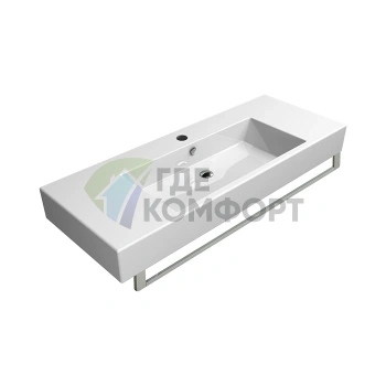 Раковина накладная подвесная GSI Kube 120x47 см с переливом, отверстием под смеситель, белая - фото 1