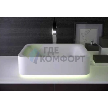 Накладная раковина KNIEF Shine 50×40 см с LED-подсветкой — без перелива, матовый белый - фото 1