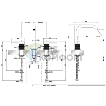 GESSI Смеситель для раковины на 3 отверстия без донного клапана, цвет Steel Brushed (54312#239) - фото 2