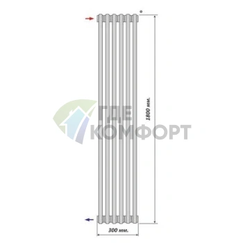 Радиатор стальной трубчатый Purmo Delta Laserline AB 2180 1800х300 6 секций с боковой подводкой - фото 3