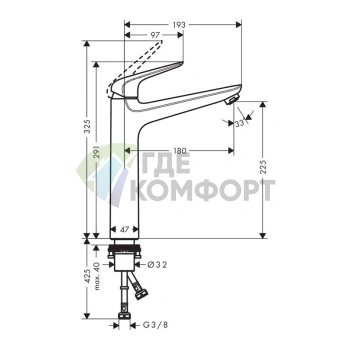 Смеситель для раковины Hansgrohe Novus 100 мм, хром (71031000) - фото 2