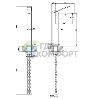 Смеситель для раковины Gessi Rettangolo K, хром, излив 128 мм (53006#031) - фото 2