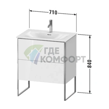 Тумба напольная Duravit XSquare под раковину с двумя ящиками, Black High Gloss (XS452304040) - фото 2