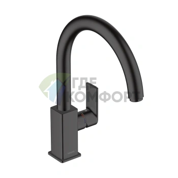 Кухонный смеситель Hansgrohe Vernis Shape M35 матовый черный однорычажный (71871670) - фото 1