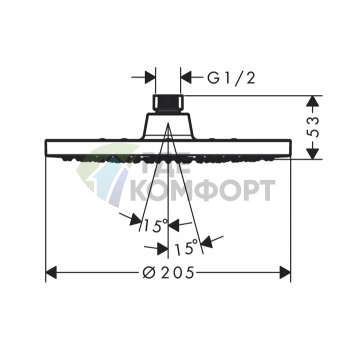 Потолочный душ HG Vernis Blend 200 1jet, хром, зеленый (26093000) - фото 2