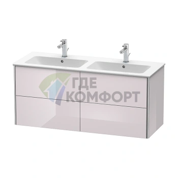 База под раковину Duravit XSquare 1280 мм с 4 выдвижными ящиками, цвет глянцевый бело-сиреневый (233613) (XS417502727) - фото 1