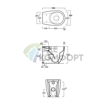 Унитаз приставной Rimless SIMAS VIGNONI 560х365 мм с универсальным сливом (VI01 tela matt) - фото 2