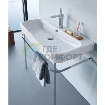Раковина Duravit Happy D2 для мебели 1000x505 мм, белая, без отверстий, с заглушкой для перелива (2318100060) - фото 2