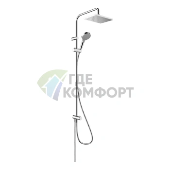 Душевая стойка HG Vernis Shape Reno EcoSmart 230 мм с верхним душем, хром (26289000) - фото 1