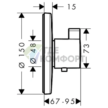 Термостат для душа Hansgrohe Ecostat S встраиваемый, хром (15756000) - фото 2