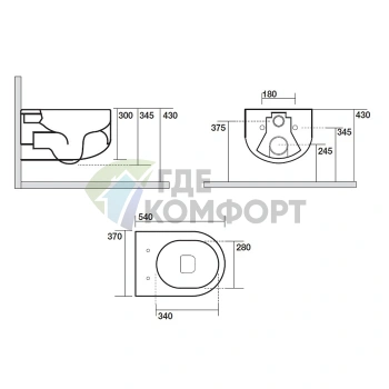 Унитаз подвесной безободковый Kerasan Flo NEW 54 см белый матовый (311130) - фото 2