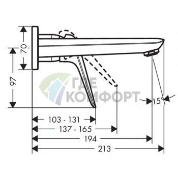 Смеситель для раковины Hansgrohe Novus настенный (13622180), хром (71127000) - фото 2