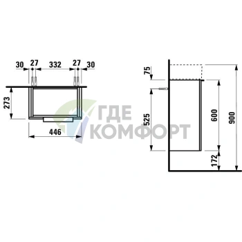 Тумба под раковину Laufen Kartell 815334 белая глянцевая 445х275х615 мм с сифоном (4.0751.2.033.631.1) - фото 2