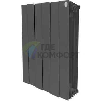Радиатор биметаллический Royal Thermo Piano Forte 500 noir sable 6 секций-черный - фото 1