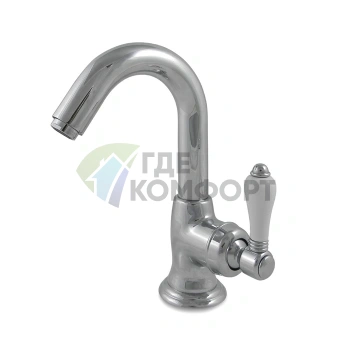 Однорычажный смеситель для раковины Nicolazzi P.m. Blanc с донным клапаном и белыми керамическими ручками, хром (3454CR76C) - фото 1