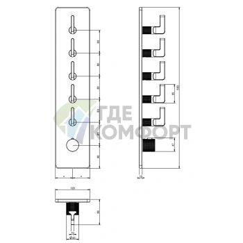 Встраиваемый термостатический смеситель GESSI INCISO на 5 источников, цвет Nero XL (58210#299) - фото 2