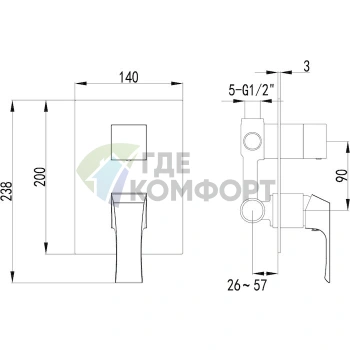 Смеситель для ванны с душем Lemark Unit LM4528C со встроенным механизмом - фото 2