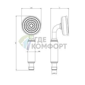 Ручной душ GESSI VENTI20 Brass PVD с функцией дождевого душа (65154#710) - фото 2