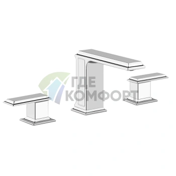 Смеситель для раковины Gessi Eleganza на 3 отверстия без донного клапана в хромированном исполнении (46011#031) - фото 1