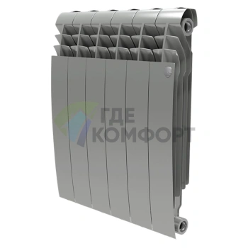 Радиатор биметаллический Royal Thermo BiLiner 500 Silver Satin 6 секций-серебристый - фото 1