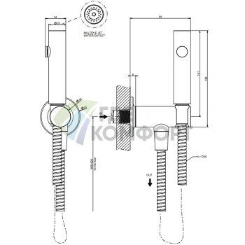 Гигиенический душ GESSI INCOSO 1/2, цвет Brushed Brass PVD (58153#727) - фото 2