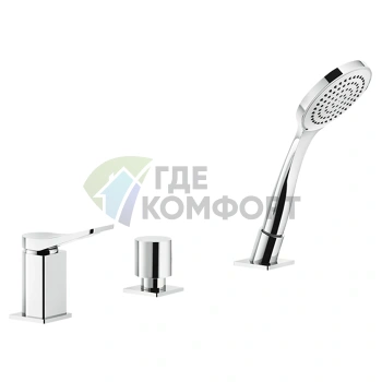 GESSI Rilievo Смеситель для ванны на 3 отверстия с выдвижной душевой лейкой и системой наполнения через перелив (59043#031) - фото 1