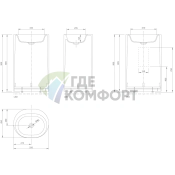 Раковина KNIEF Moon свободностоящая 55x45x90 см с белым выпуском и матовым белым сифоном - фото 2