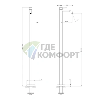 Напольный однорычажный смеситель GESSI 316 FLESSA для раковины в цвете Black XL (54097#299) - фото 2